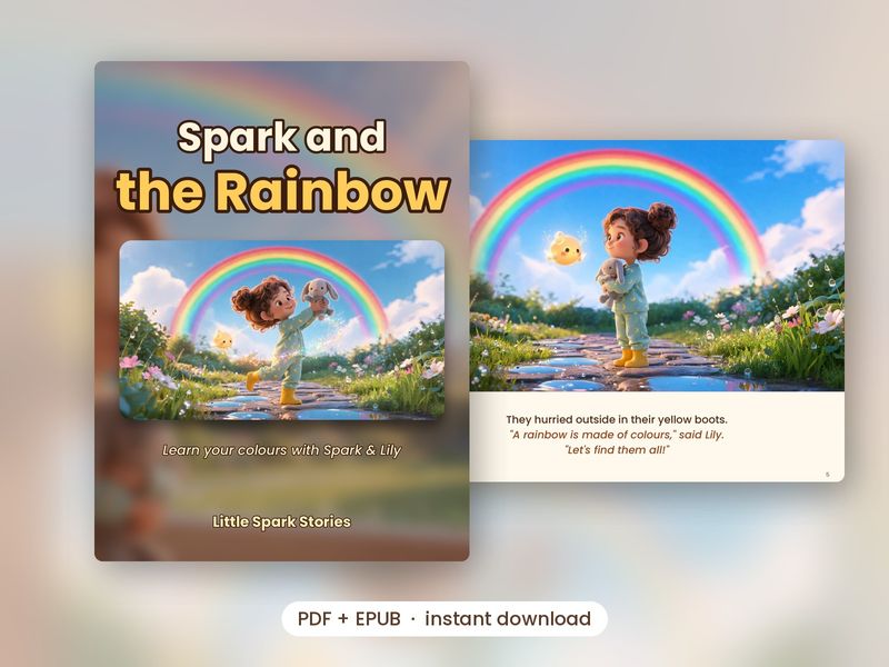 Cover of Spark and the Rainbow, with a peek at a page inside